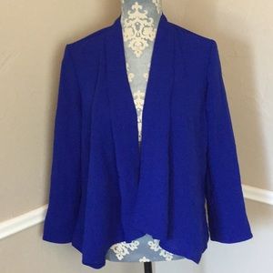 Navy Open Pleated Front 3/4 Sleeve cobalt royal
